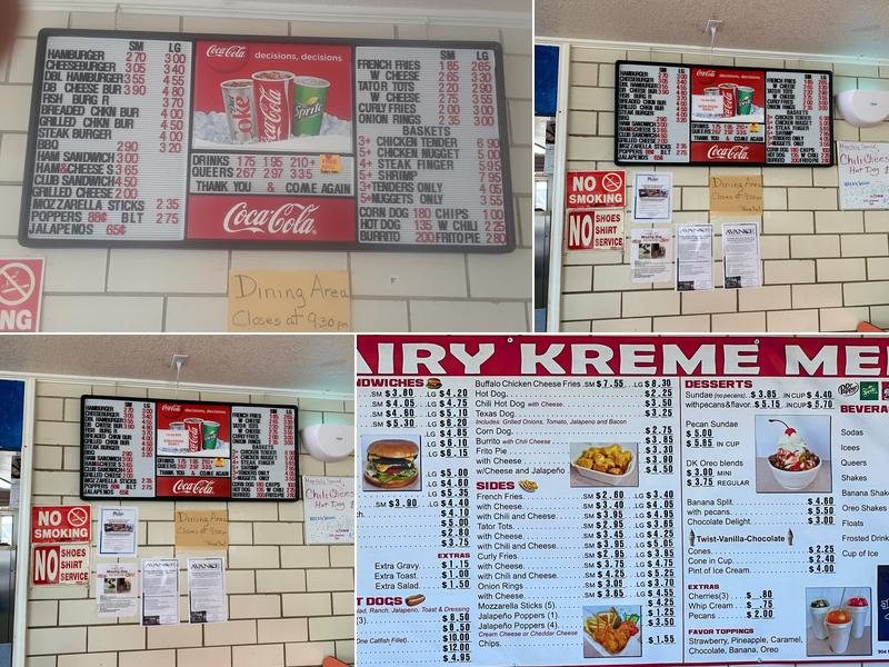 Dairy Kreme Menu