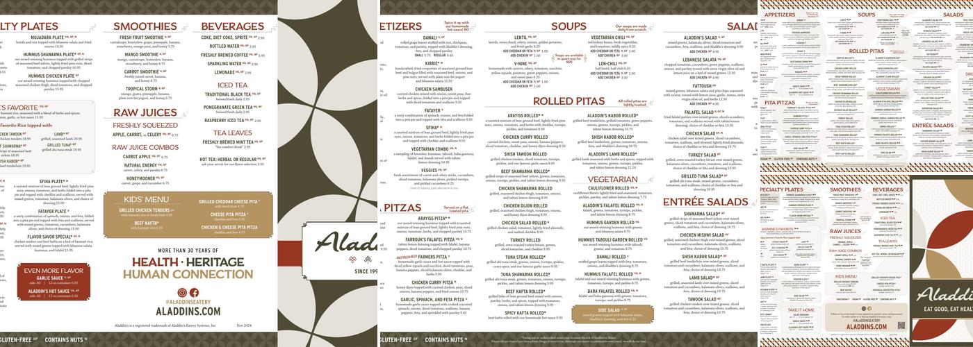 Aladdin's Eatery Brier Creek Menu