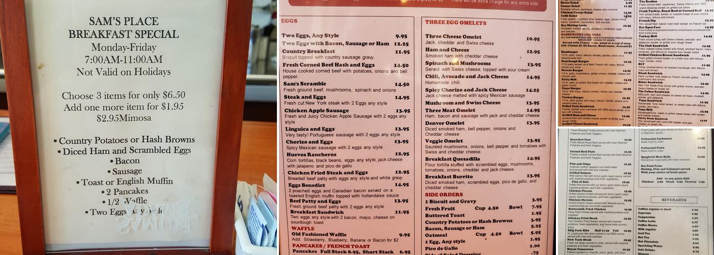 Sam's Place Menu