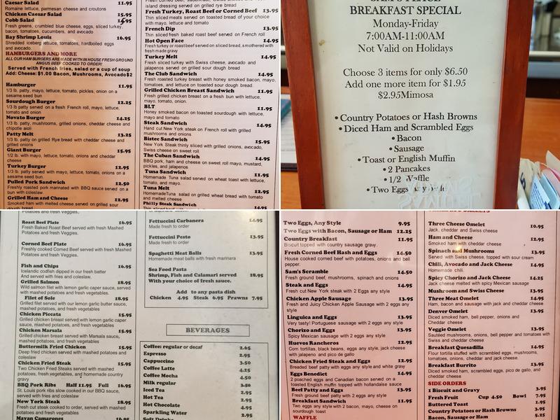 Sam's Place Menu