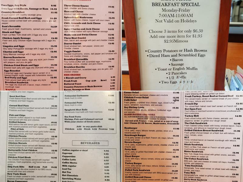 Sam's Place Menu