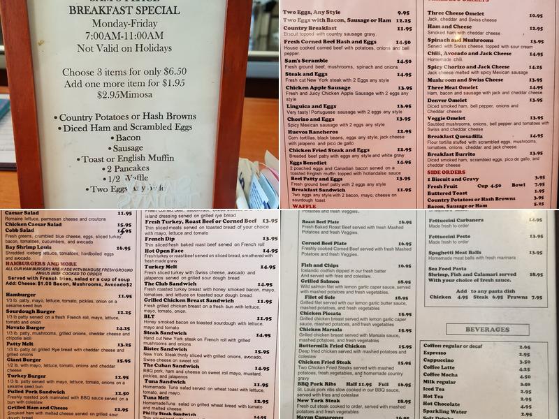 Sam's Place Menu