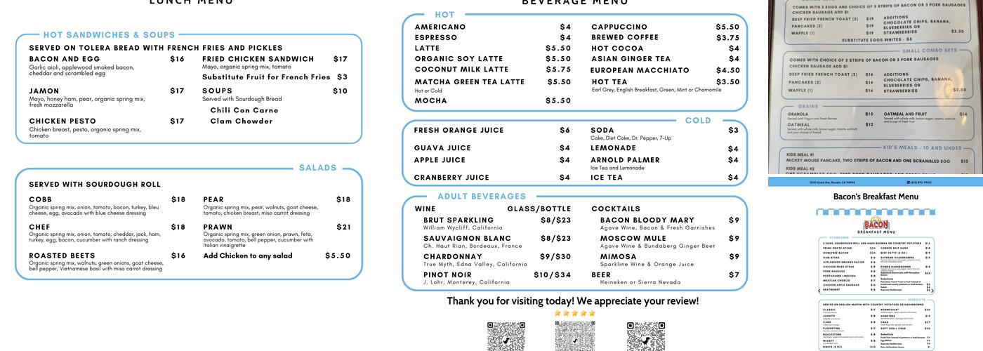Bacon Menu