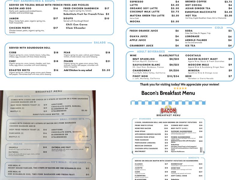 Bacon Menu