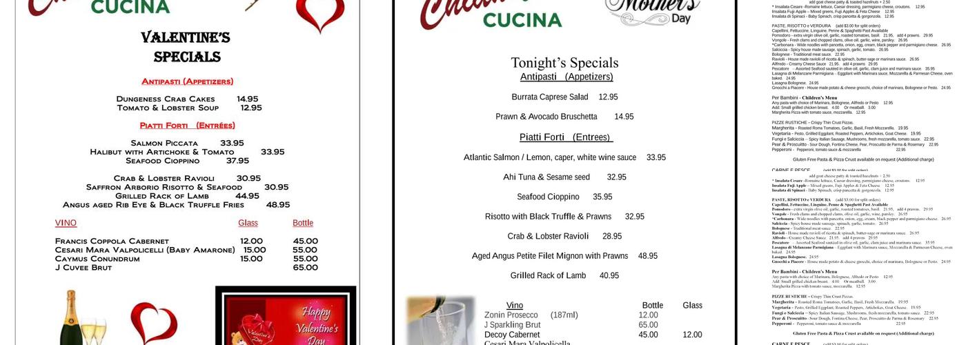 Chianti Cucina Menu