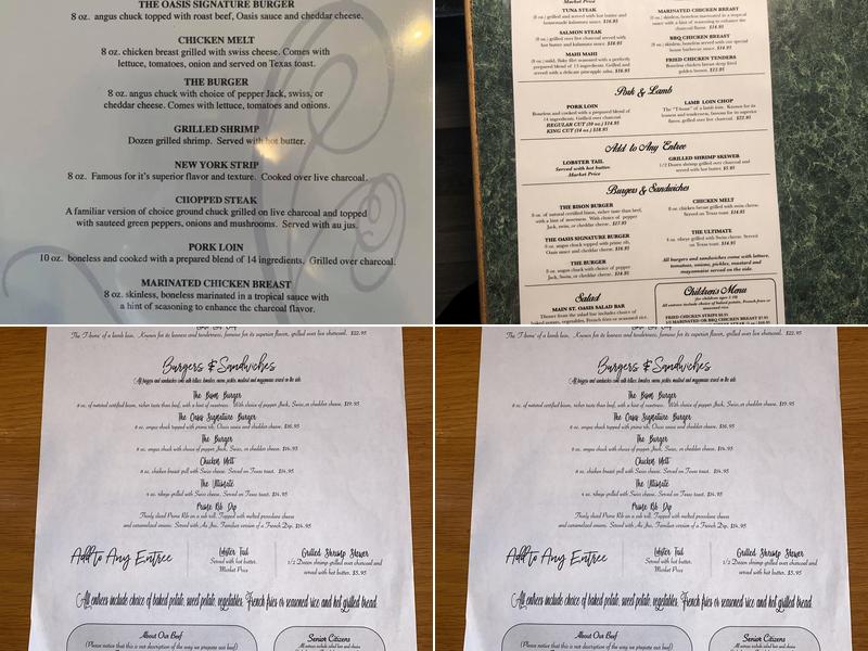 Main St Oasis Menu