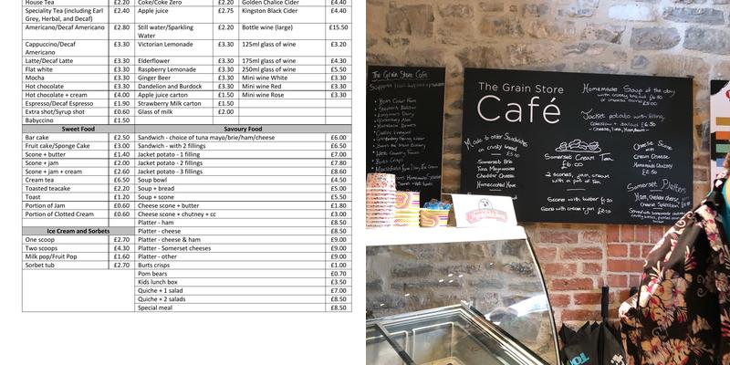The Grain Store Cafe Menu