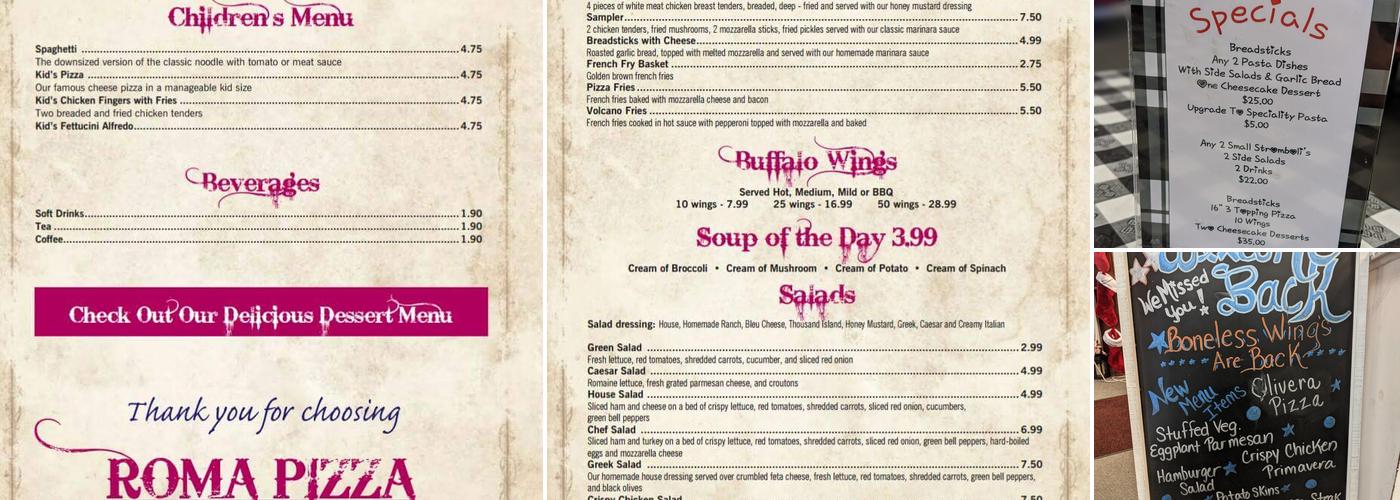 Roma Pizza Family Restaurant Menu