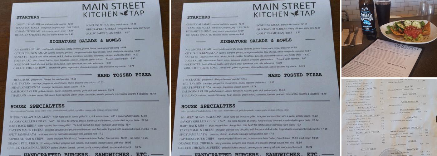 Main Street Kitchen & Tap Menu