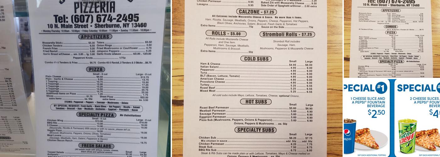 Joe & Vinny's Pizzeria Menu