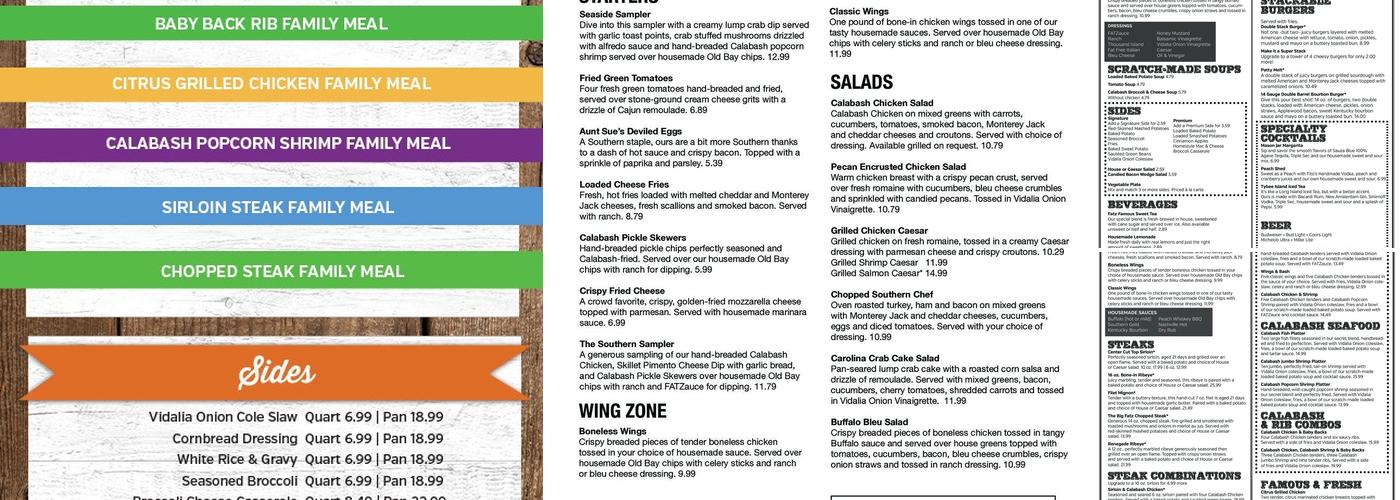 Fatz Cafe Menu