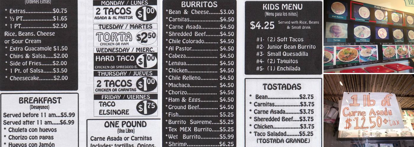 Tacos Elsinore Menu