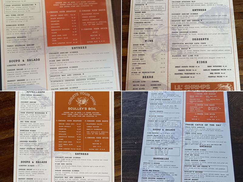 Sculley's Seafood Restaurant Menu