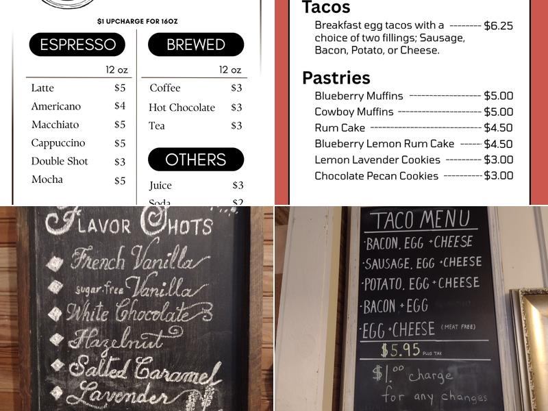 Round Top Coffee Shop Menu