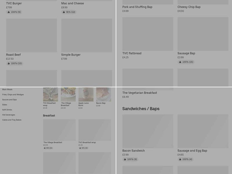 The Village Cafe Menu