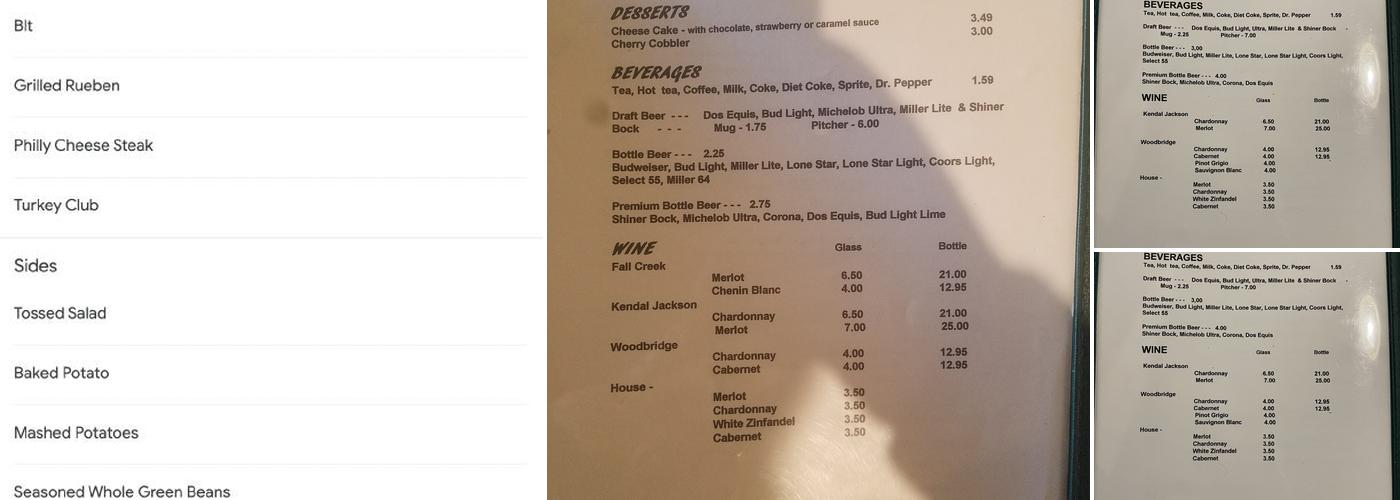 On Deck Restaurant Menu