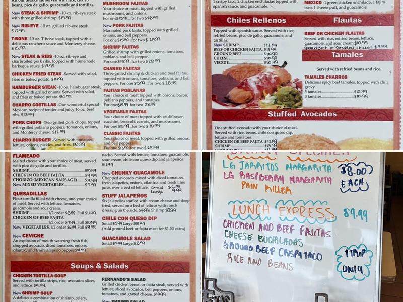 El Charro T Mexican Menu