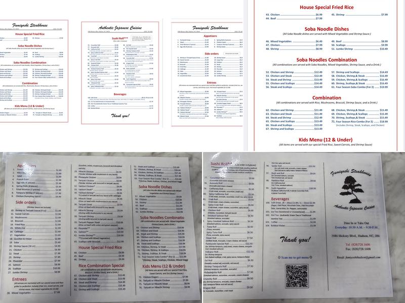 Fumiyoshi Japanese Restaurant Menu