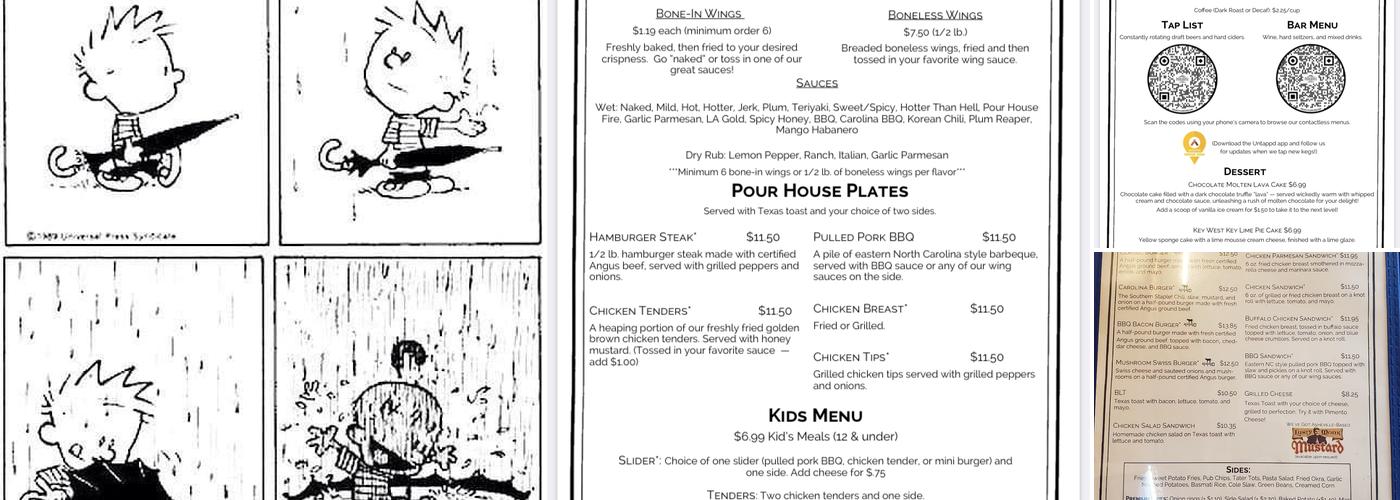 Side Street Pour House and Grill Menu