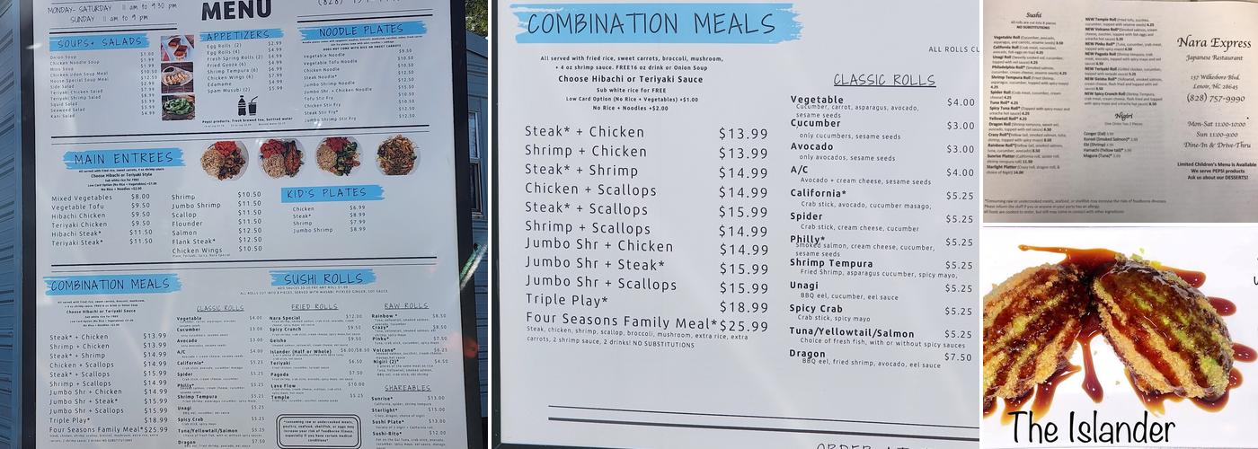 Nara Express Menu