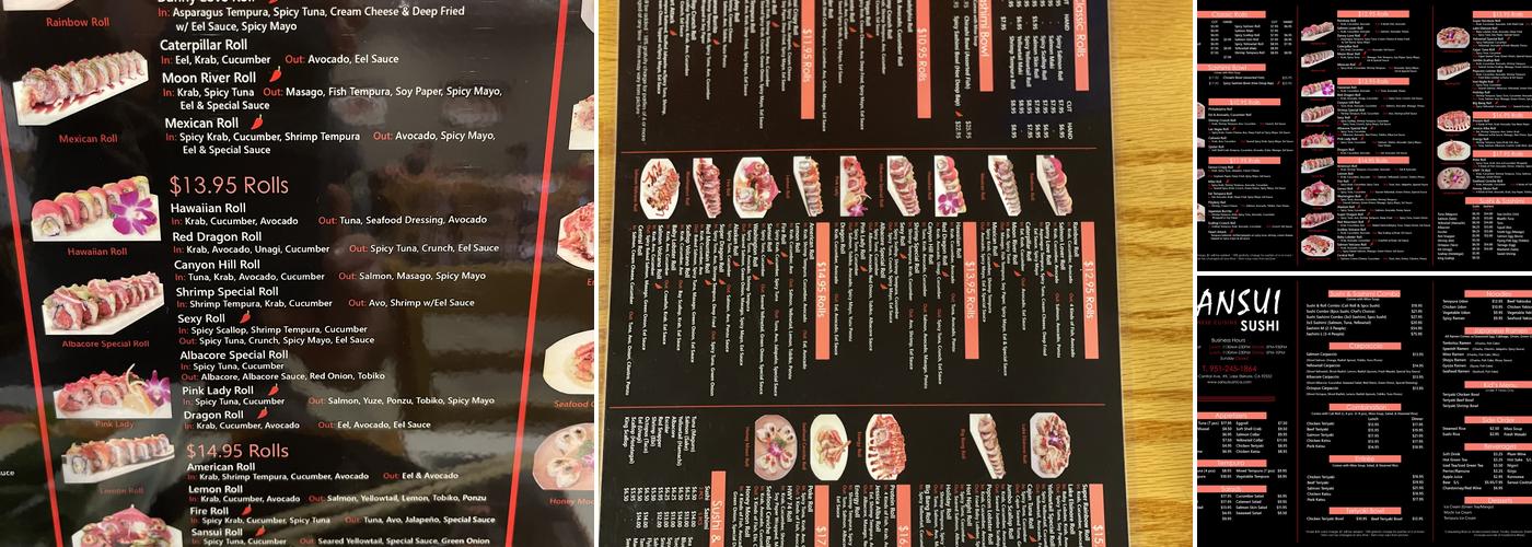 Sansui Sushi Menu