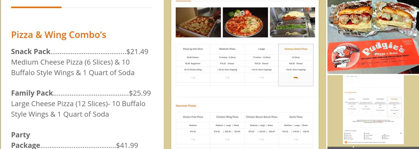 Pudgie's Pizza Menu