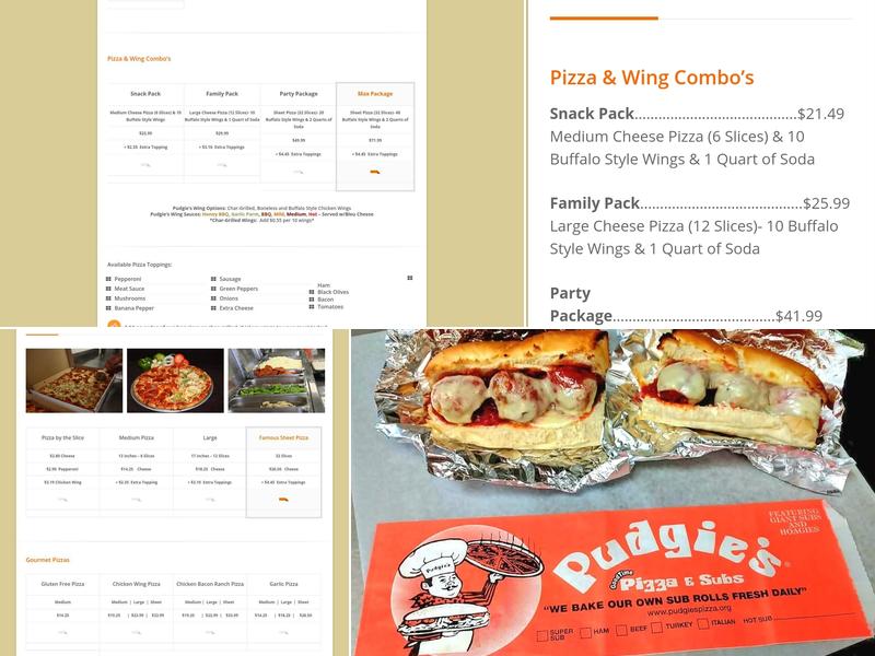 Pudgie's Pizza Menu