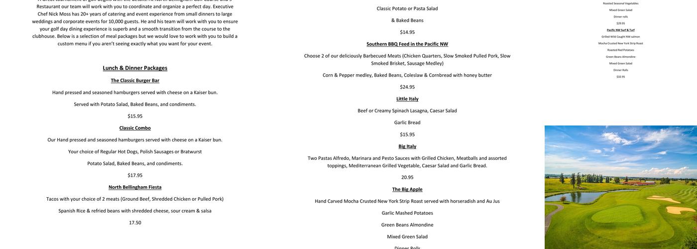 9 Restaurant at North Bellingham Golf Course Menu