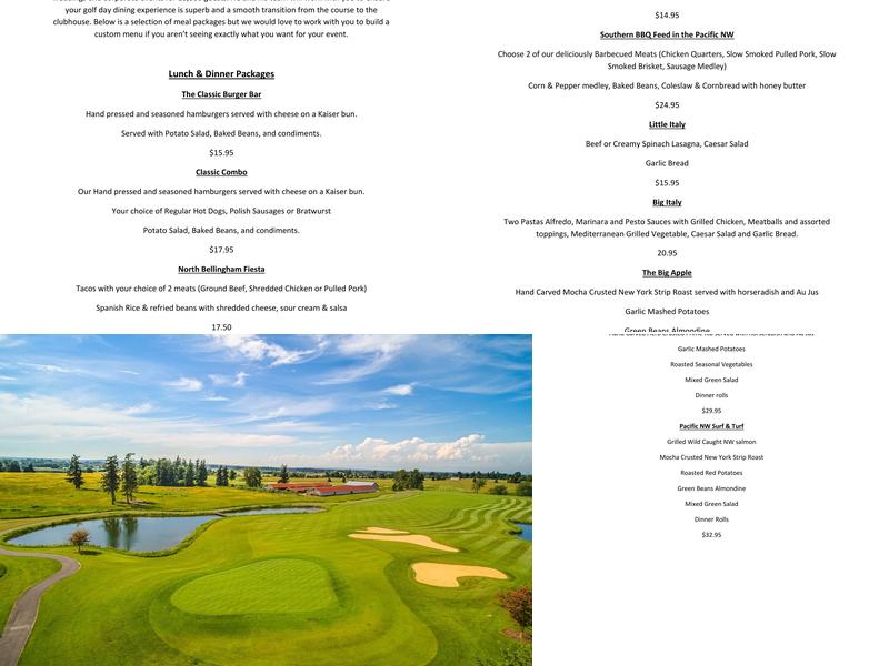 9 Restaurant at North Bellingham Golf Course Menu