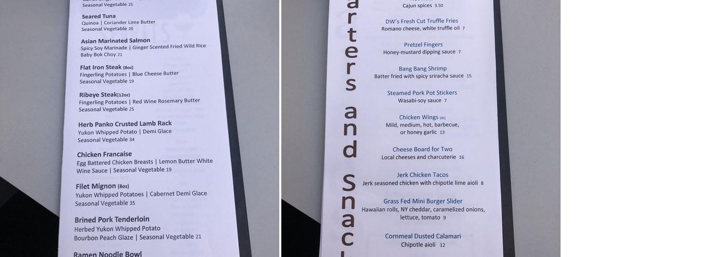 Grill 1-2-5 and Steuben Bar Menu
