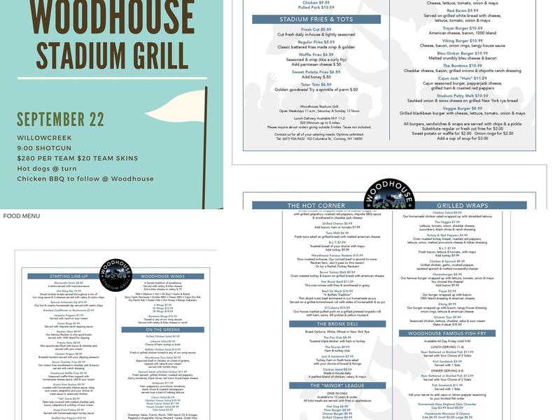 Woodhouse Stadium Grill Menu
