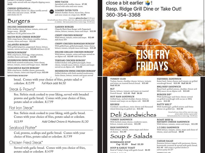 Raspberry Ridge Grill Menu