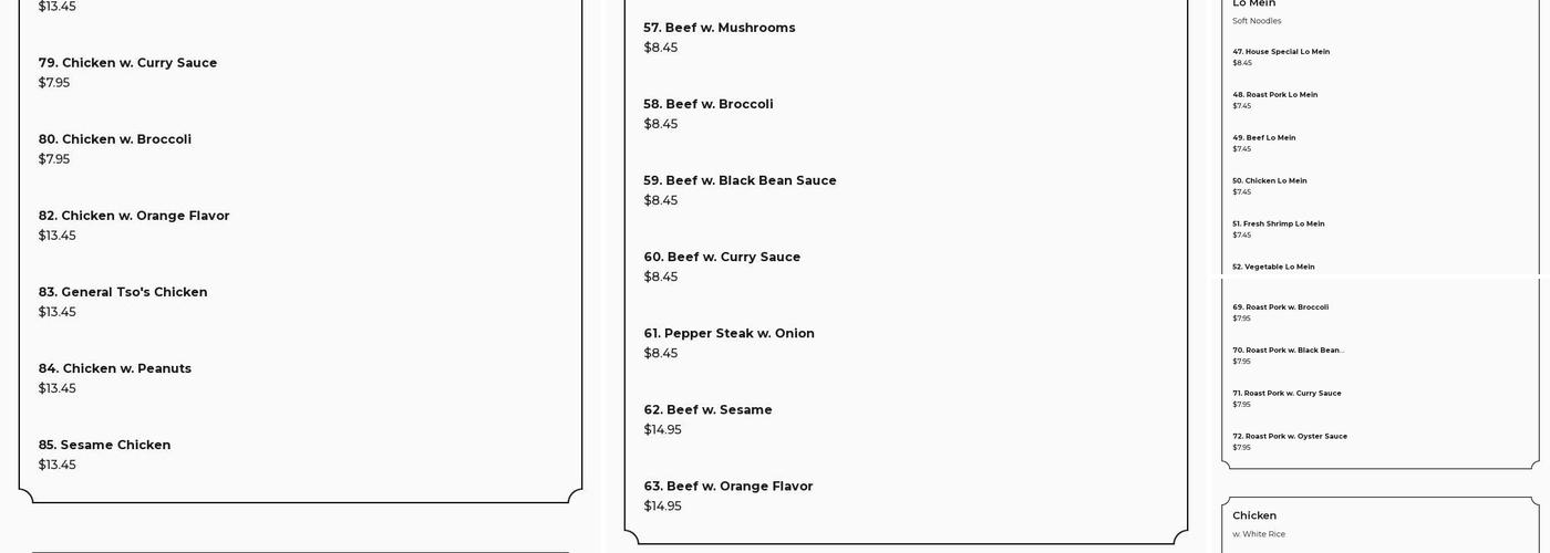 Asian Buffet Menu