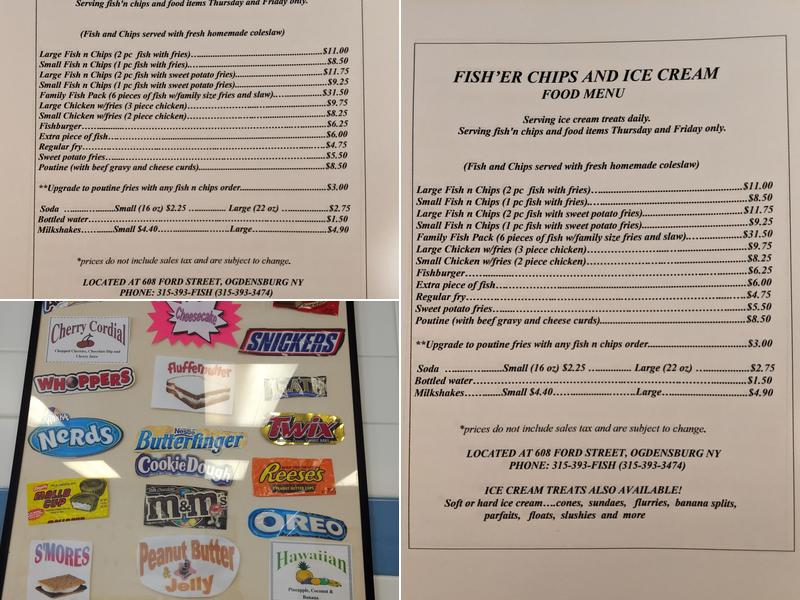 Fish'er Chips and Ice Cream Menu