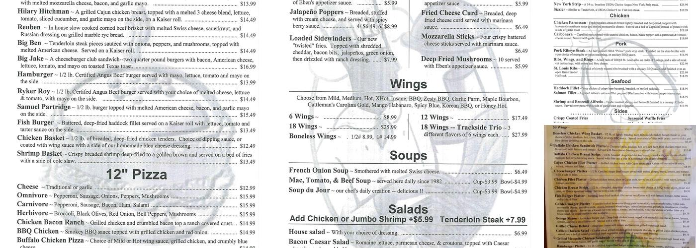 Eben's Hearth Menu