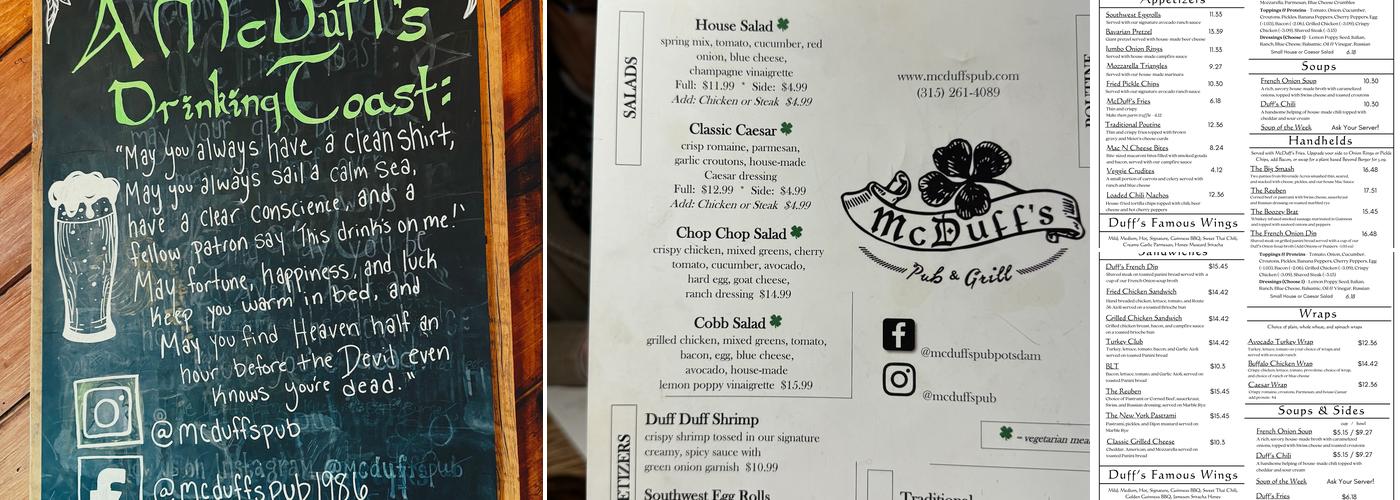 McDuff's Pub Menu