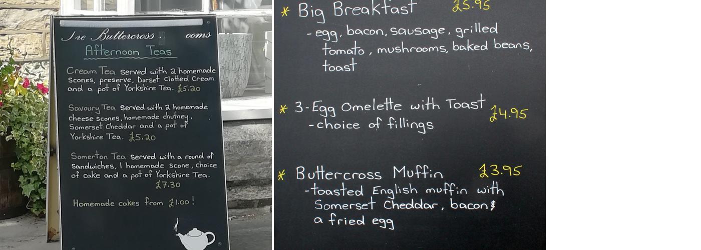 Buttercross Tearooms Menu