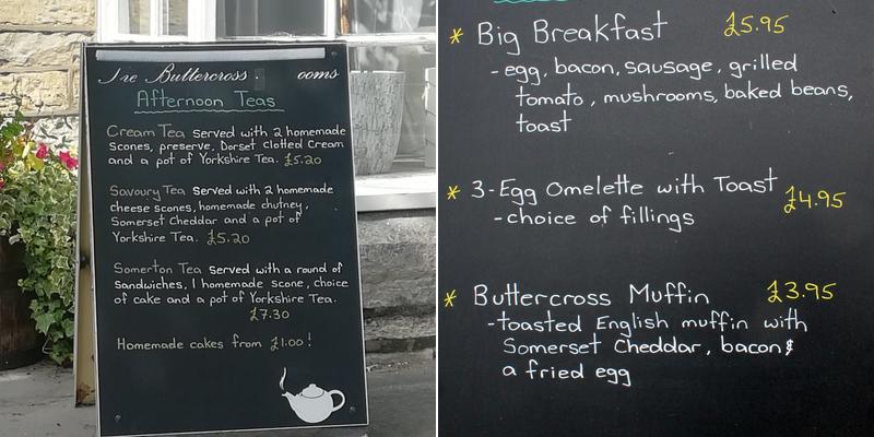 Buttercross Tearooms Menu