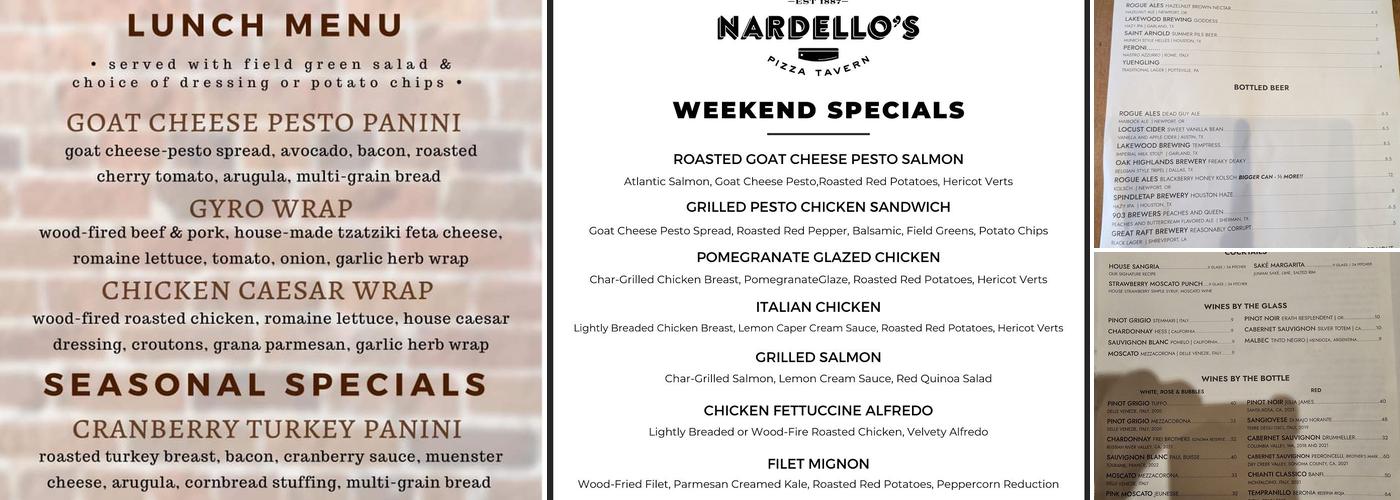 Nardello's Menu