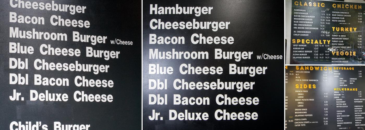 Scooter's Burgers Menu