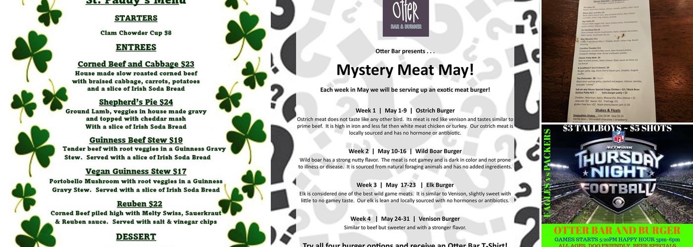 otter bar and Burger Menu