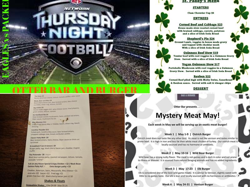 otter bar and Burger Menu