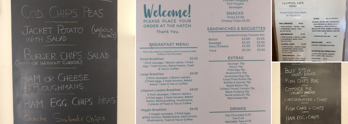 Lillypool Cafe and farm shop Menu