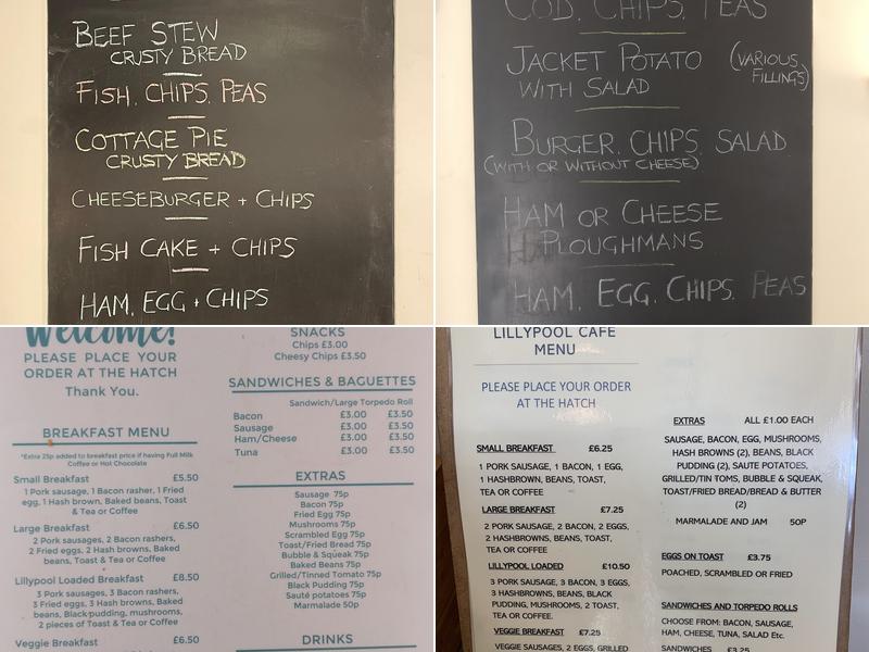 Lillypool Cafe and farm shop Menu