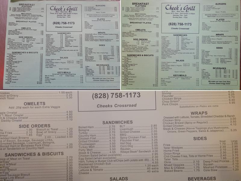 Cheek's Convenience & Grill Menu