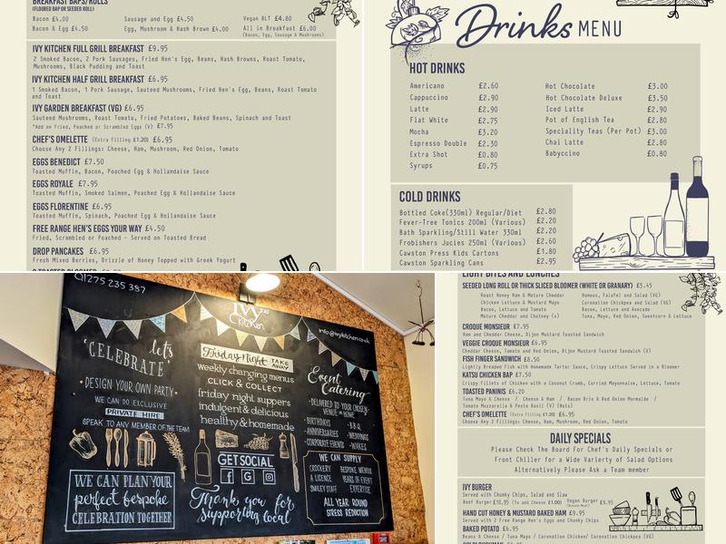 IVY Kitchen Cafe Menu