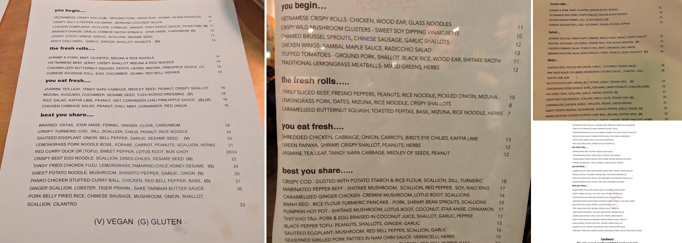 Rooster And The Pig Menu