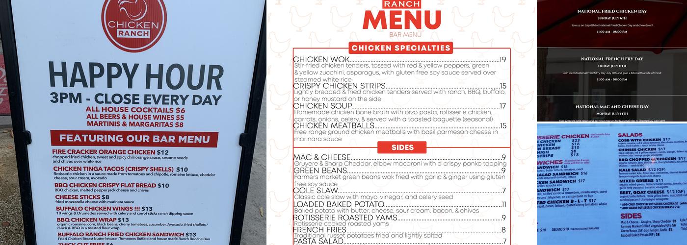 Chicken Ranch Menu