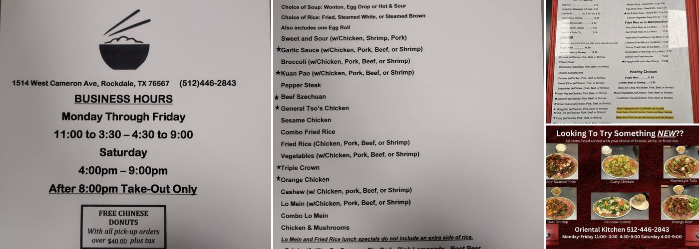 Oriental Kitchen Menu