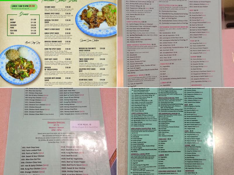 Hong Kong Restaurant Menu